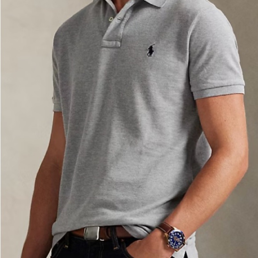 Polo Ralph Lauren Custom Slim‎ Fit Men's XL Andover Heather Iconic Mesh Polo